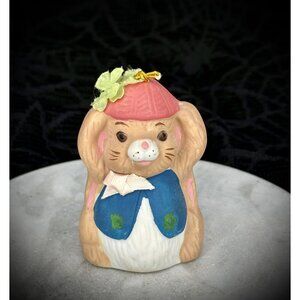 vintage Giftco ceramic bunny rabbit bell ornament